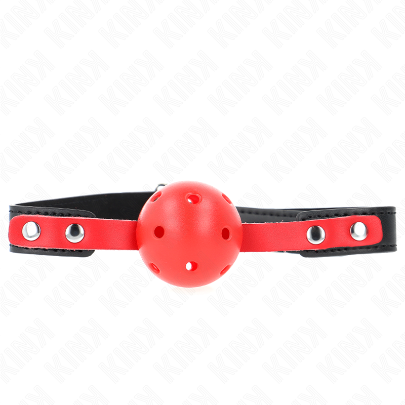 KINK - PALLA DURA CAVA ROSSA 4 CM GAG NERO CINTURINO 60 x 2 CM REGOLABILE 37-52 CM – Mascelle – foto 2
