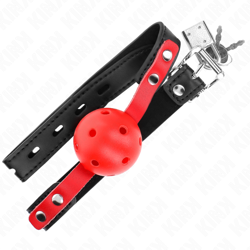 KINK - PALLA DURA CAVA ROSSA 4 CM GAG NERO CINTURINO 60 x 2 CM REGOLABILE 37-52 CM – Mascelle – foto 4