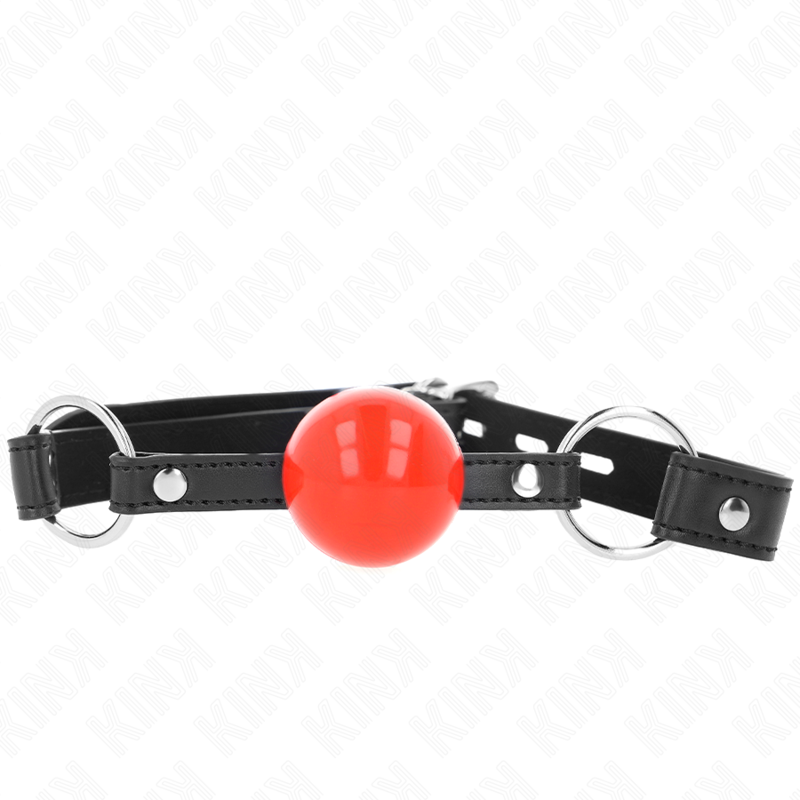 KINK - BALL 4 CM GAG CON SERRATURA SFERA ROSSA CINTURINO NERO 60 x 2 CM – Mascelle – foto 3
