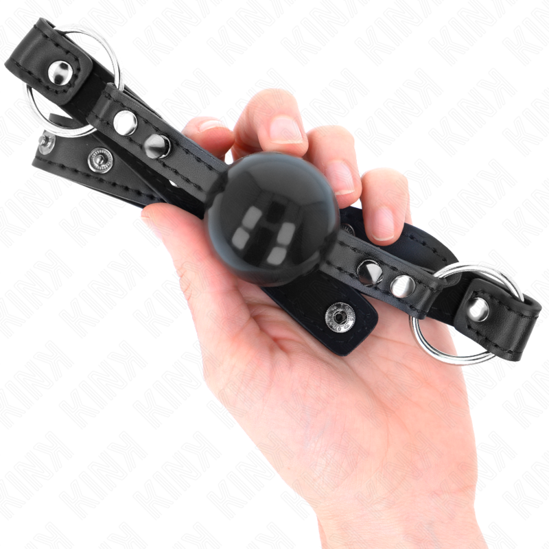 KINK - BALL GAG 4 CM CON RIVETTO PUNTA E CHIUSURA A SCATTO 65 x 2 CM – Mascelle – foto 4