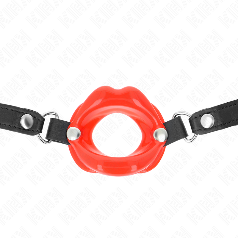 KINK - BAVAGLIO LIP 8 CM CON CINTURINO IN SIMILPELLE ROSSO 63 x 2 CM REGOLABILE 39-58 CM – Mascelle – foto 3