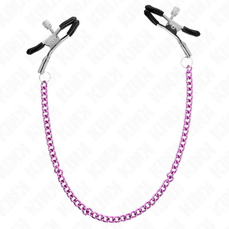 KINK - MORSETTI PER CAPEZZOLI A CATENA VIOLA 30 CM – Morsetti per capezzoli per sadomasochismo – foto 3