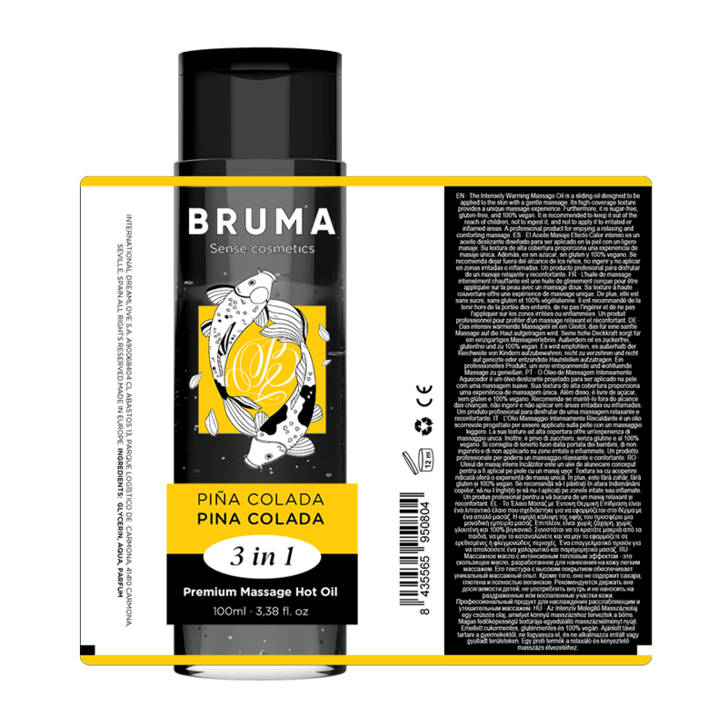 BRUMA - OLIO DA MASSAGGIO PREMIUM EFFETTO CALORE SAPORE PINA COLADA 3 IN 1 - 100 ML – Con effetto termico – foto 5