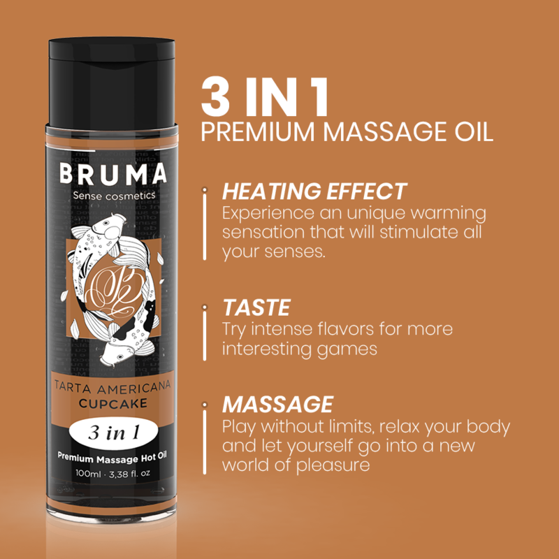BRUMA - OLIO DA MASSAGGIO PREMIUM EFFETTO CALORE SAPORE CUPACKE 3 IN 1 - 100 ML – Con effetto termico – foto 4