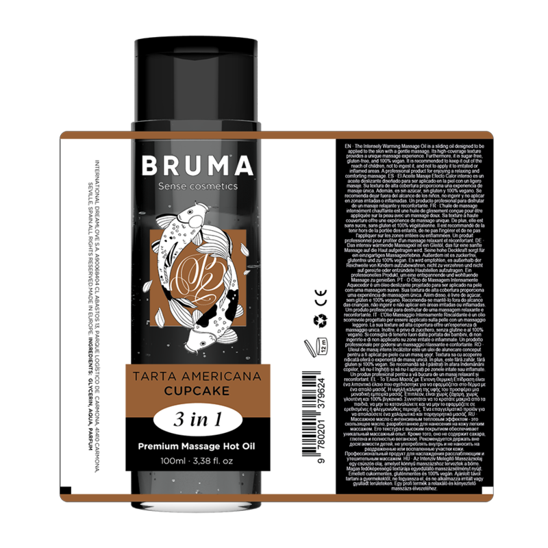 BRUMA - OLIO DA MASSAGGIO PREMIUM EFFETTO CALORE SAPORE CUPACKE 3 IN 1 - 100 ML – Con effetto termico – foto 5