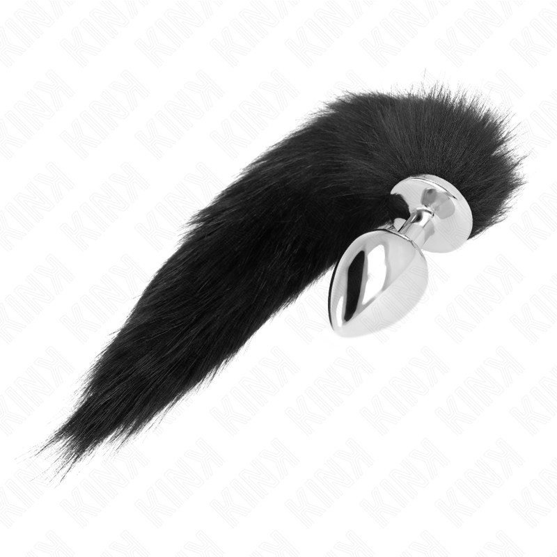 KINK - PLUG ANALE MISURA L 10 X 4 CM CON CODA SINTETICA 40 CM NERO – Plug anale BDSM – foto 3