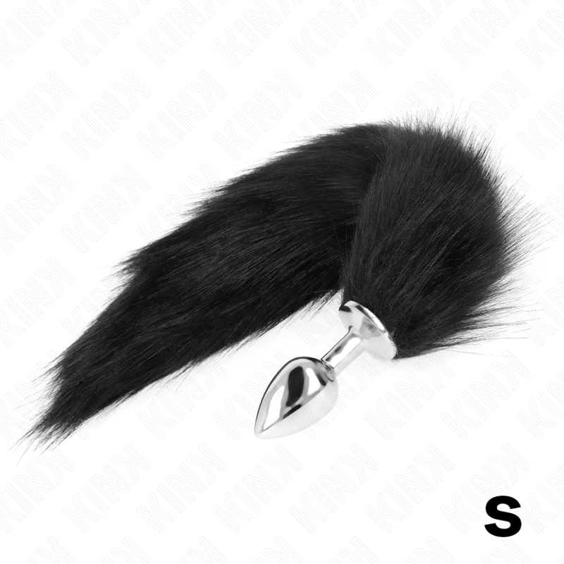 KINK - PLUG ANALE TAGLIA S 7 X 3 CM CON CODA SINTETICA 40 CM NERO – Plug anale BDSM – foto 2