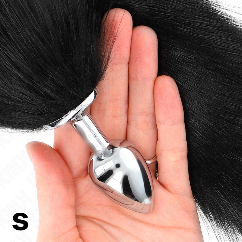 KINK - PLUG ANALE TAGLIA S 7 X 3 CM CON CODA SINTETICA 40 CM NERO – Plug anale BDSM – foto 3