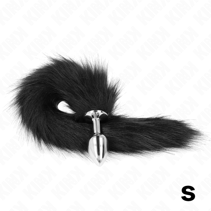 KINK - PLUG ANALE TAGLIA S 7 X 3 CM CON CODA SINTETICA 40 CM NERO – Plug anale BDSM – foto 4