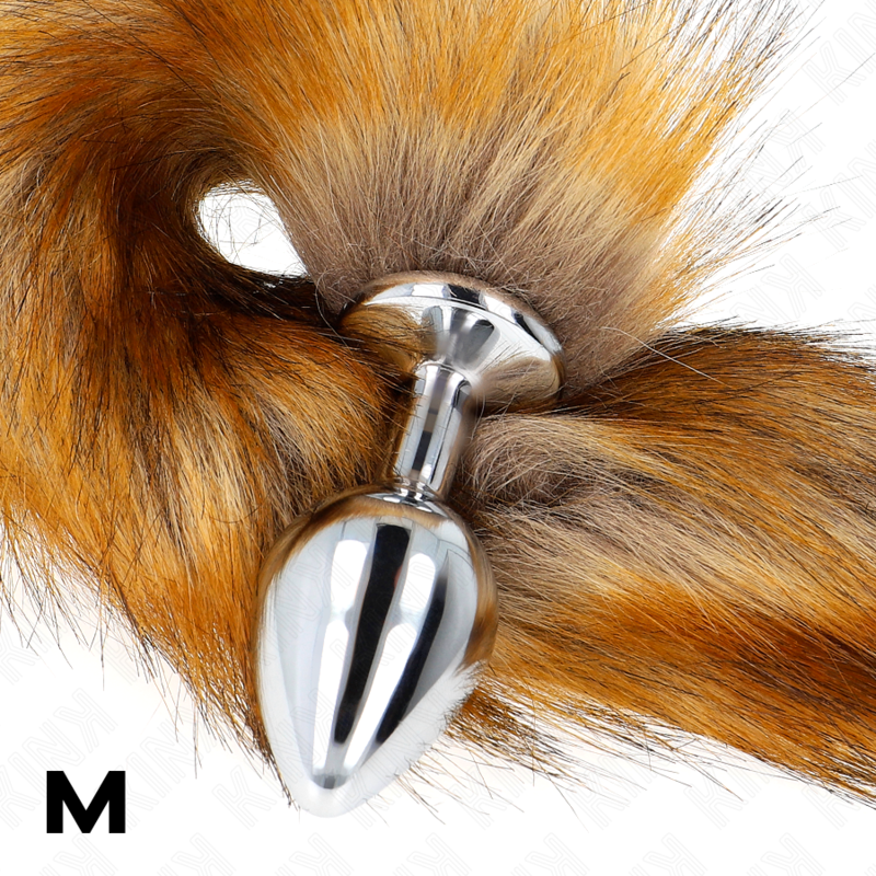 KINK - PLUG ANALE MISURA M 8 X 3,5 CM CON CODA SINTETICA 40 CM MARRONE – Plug anale BDSM – foto 4