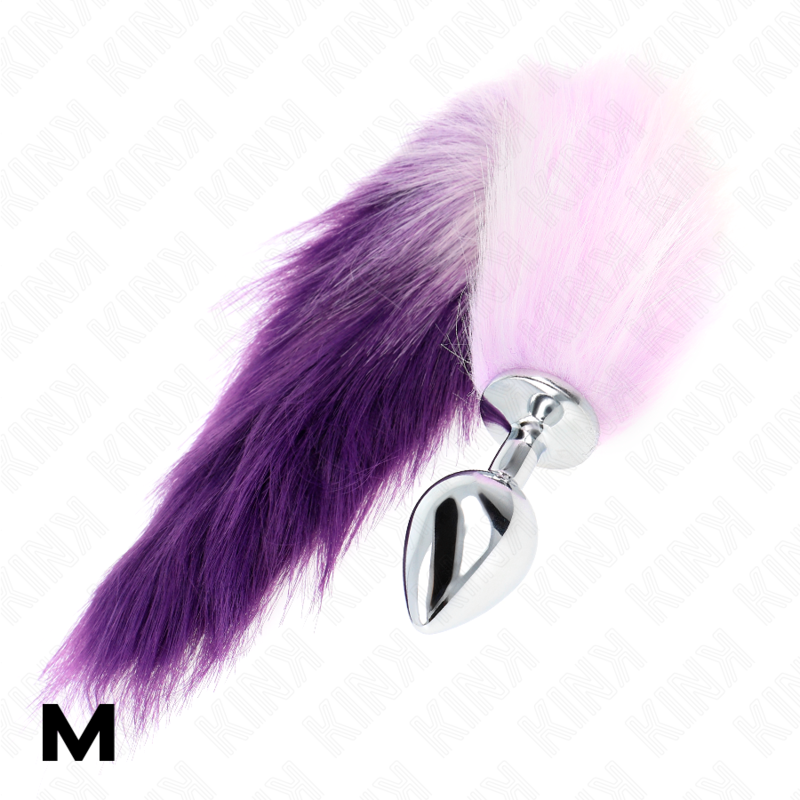 KINK - PLUG ANALE MISURA M 8 X 3,5 CM CON CODA SINTETICA 40 CM VIOLA – Plug anale BDSM – foto 4