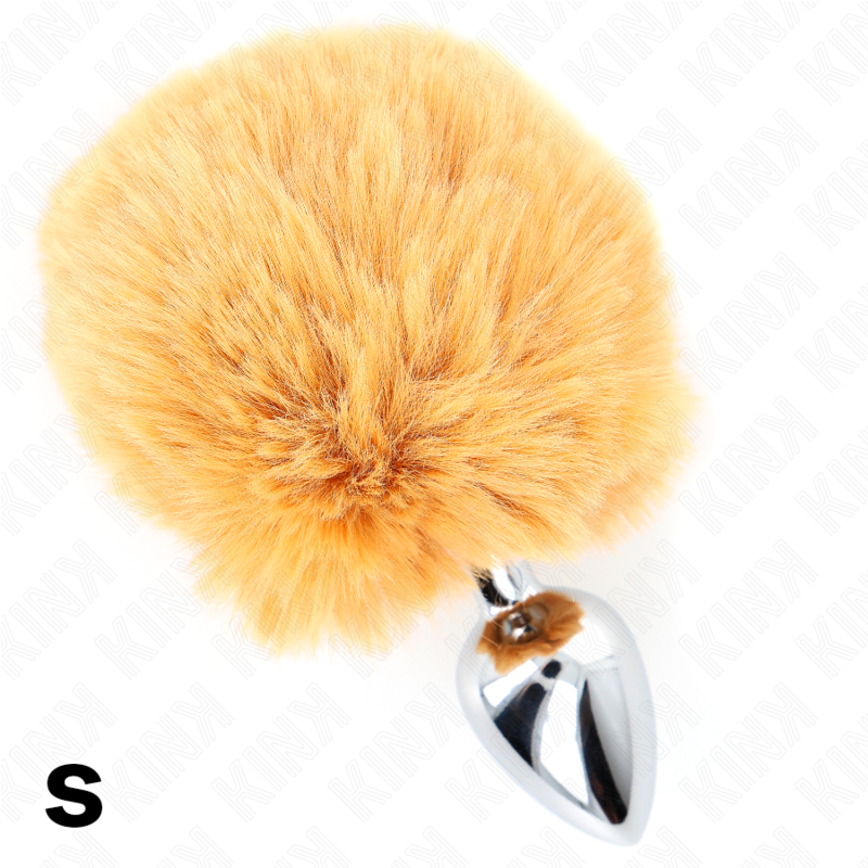 KINK - SPINA IN ACCIAIO INOSSIDABILE 7 x 3 CM CON CODA DI CONIGLIO IN ECOPELLICCIA BEIGE 8 CM – Plug anale BDSM – foto 4
