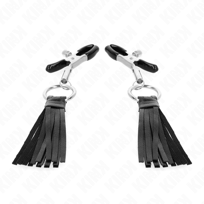 KINK - MORSETTI PER CAPEZZOLI IN SIMILPELLE CON NAPPINE 6 CM – Morsetti per capezzoli per sadomasochismo – foto 2