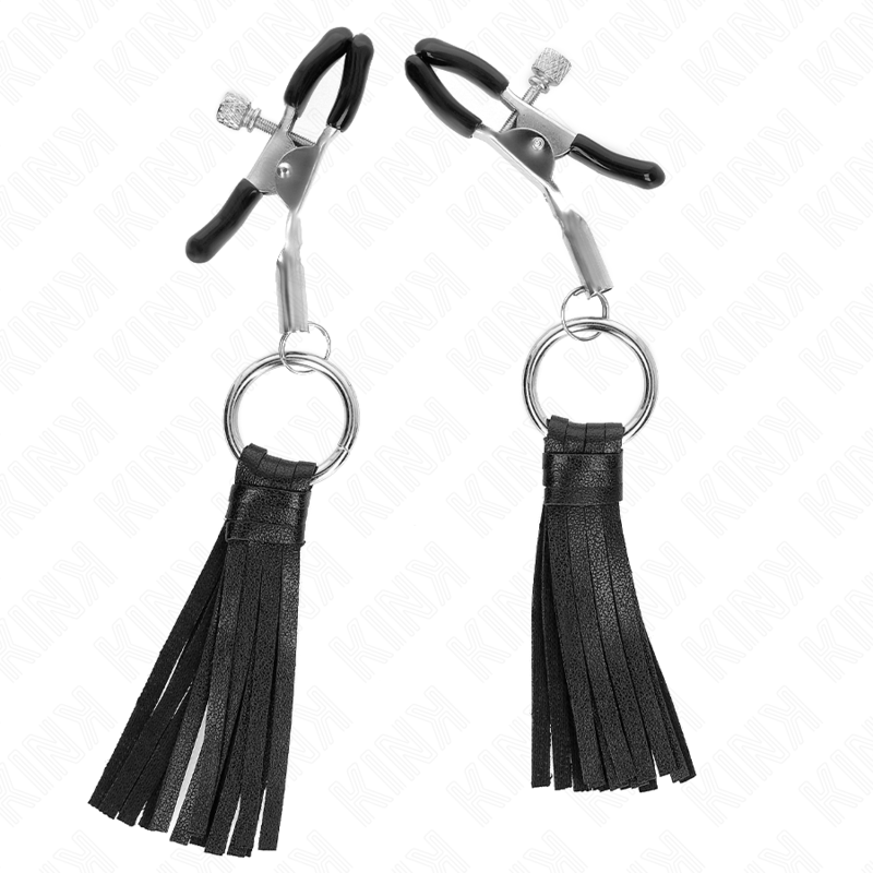 KINK - MORSETTI PER CAPEZZOLI IN SIMILPELLE CON NAPPINE 6 CM – Morsetti per capezzoli per sadomasochismo – foto 3