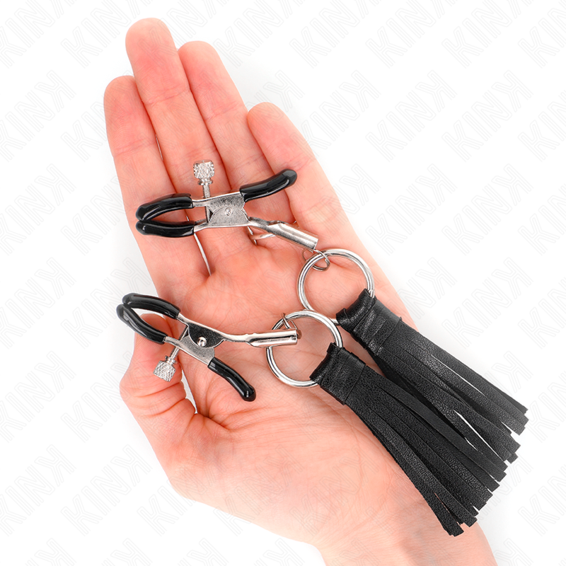 KINK - MORSETTI PER CAPEZZOLI IN SIMILPELLE CON NAPPINE 6 CM – Morsetti per capezzoli per sadomasochismo – foto 4