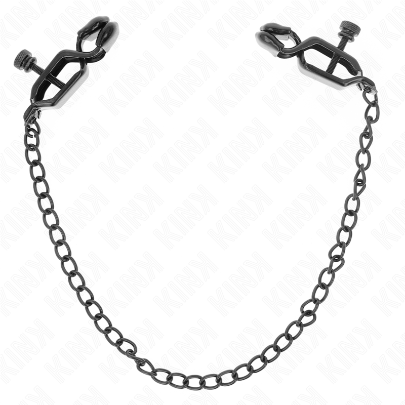 KINK - MORSETTI PER CAPEZZOLI A CATENA PIATTA NERA 30 CM – Morsetti per capezzoli per sadomasochismo – foto 2