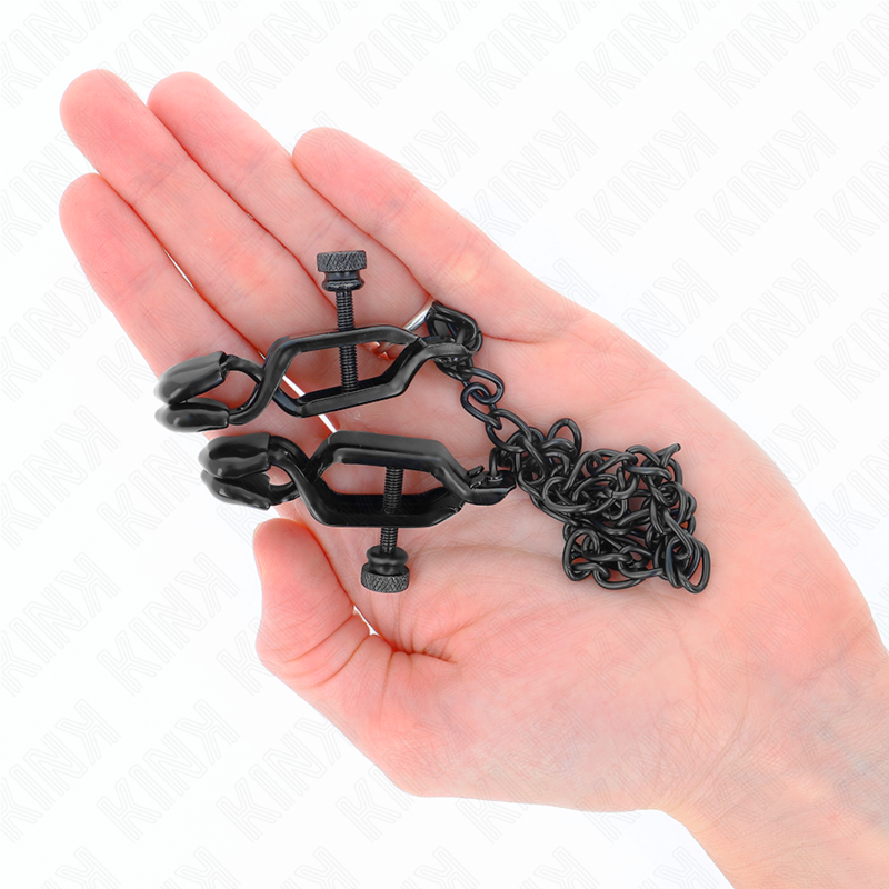KINK - MORSETTI PER CAPEZZOLI A CATENA PIATTA NERA 30 CM – Morsetti per capezzoli per sadomasochismo – foto 4