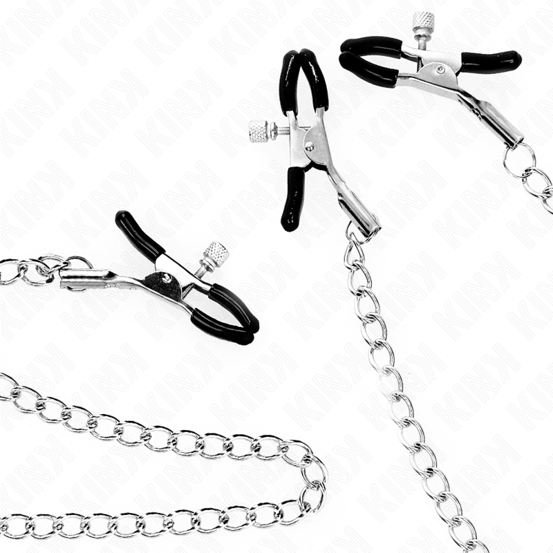 KINK - PINZE PER CAPEZZOLI TRIPLI E CLIT CON CATENA MODELLO 0 – Morsetti per capezzoli per sadomasochismo – foto 4