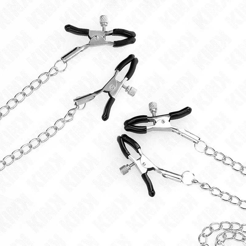 KINK - 4 MORSETTI PER CAPEZZOLI E CLIT REGOLABILI ARGENTO – Pinze per clitoride BDSM