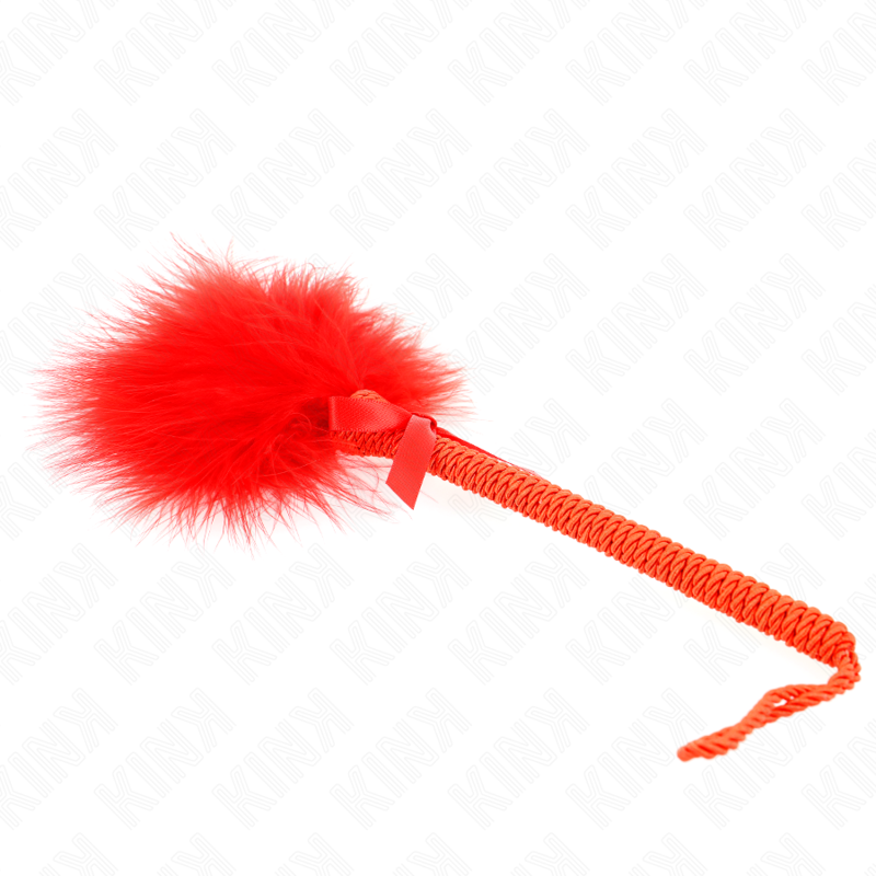 KINK - BACCHETTA IN CORDA DI NYLON CON PIUME TICKLE E FIOCCO ROSSO 25 CM – Piume – foto 3