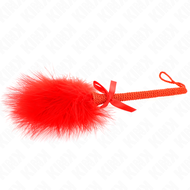 KINK - BACCHETTA IN CORDA DI NYLON CON PIUME TICKLE E FIOCCO ROSSO 25 CM – Piume – foto 4