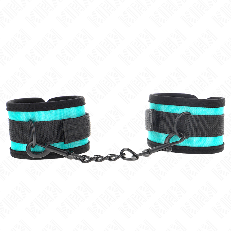 KINK - TENUTA DA POLSO IN NYLON CON GANCIO E LOOP NERO-BLU REGOLABILE 18-32 CM X 5 CM – Sistemare le manette – foto 2