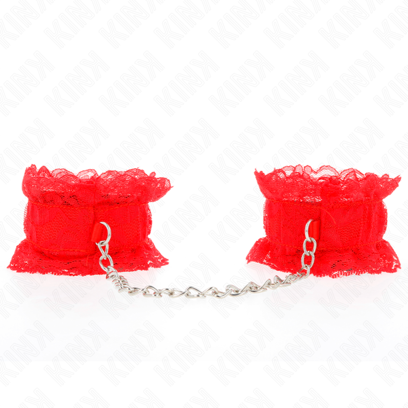 KINK - CINTURINO DA POLSO ELASTICO IN PIZZO ROSSO – Sistemare le manette – foto 2