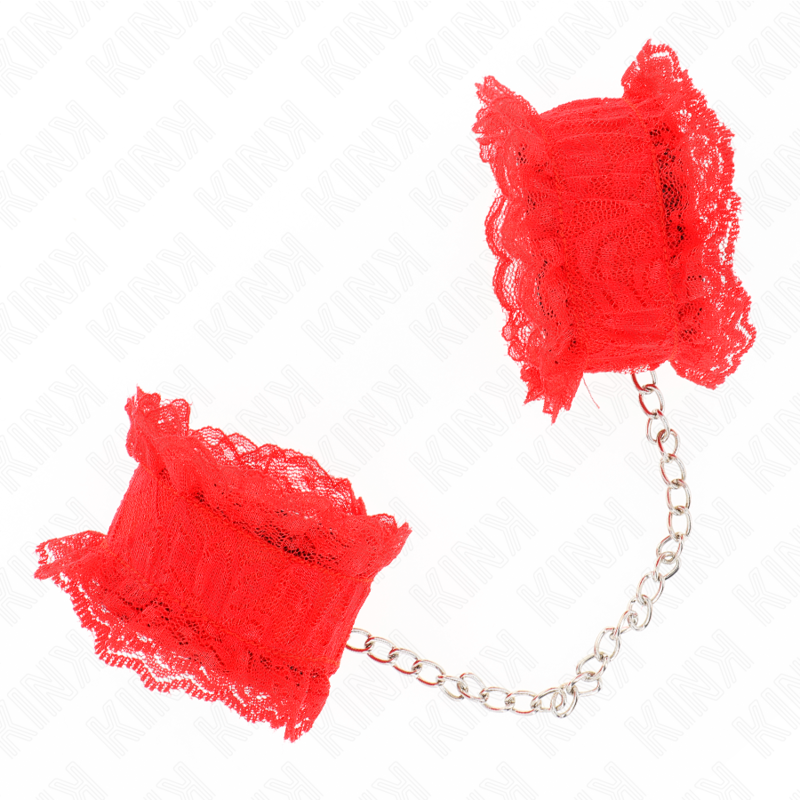 KINK - CINTURINO DA POLSO ELASTICO IN PIZZO ROSSO – Sistemare le manette – foto 3