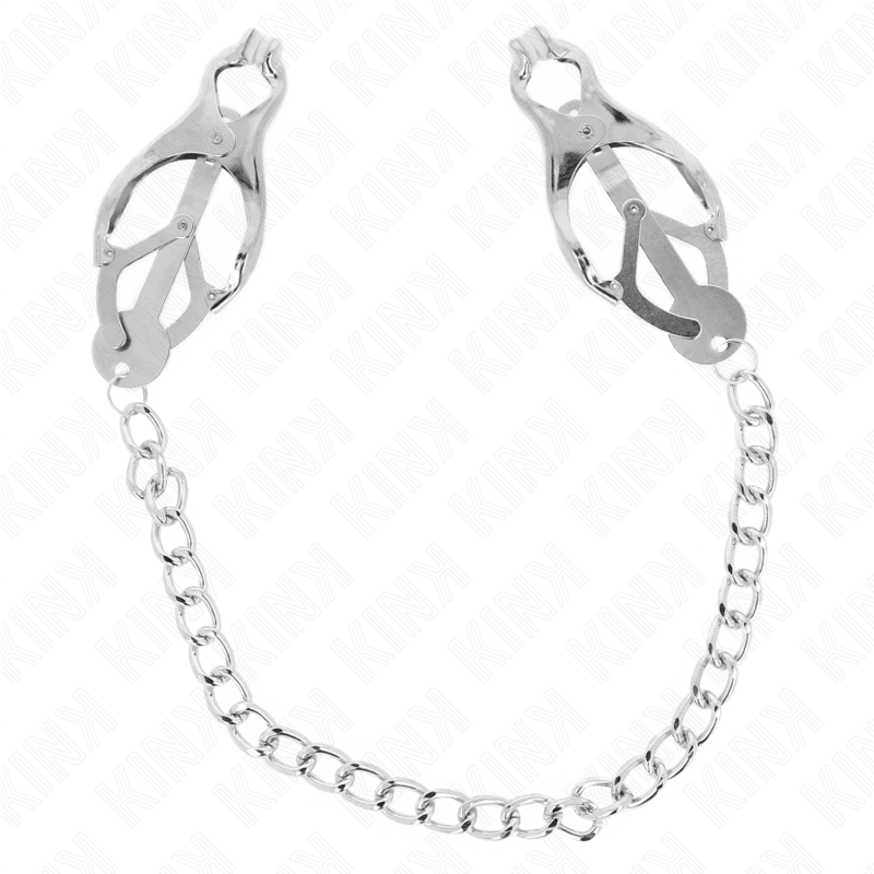 KINK - PINZE PER CAPEZZOLI TRIFOGLIO GIAPPONESE CON CATENA ARGENTO 30 CM – Morsetti per capezzoli per sadomasochismo – foto 2