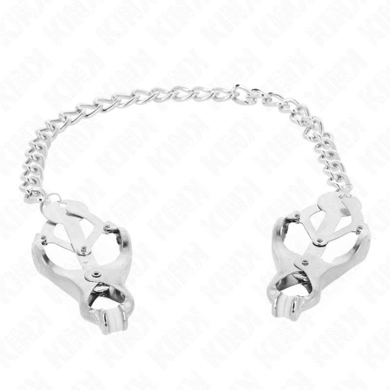 KINK - PINZE PER CAPEZZOLI TRIFOGLIO GIAPPONESE CON CATENA ARGENTO 30 CM – Morsetti per capezzoli per sadomasochismo – foto 3