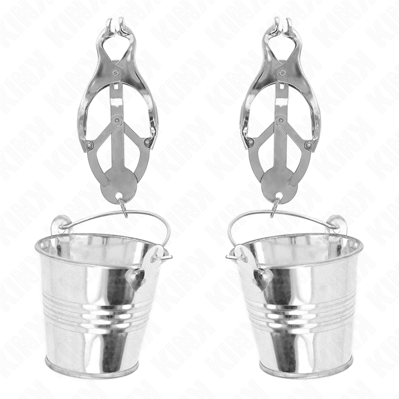KINK - PINZE PER CAPEZZOLI TRIFOGLIO GIAPPONESE CON SECCHIELLI ARGENTO – Morsetti per capezzoli per sadomasochismo – foto 2