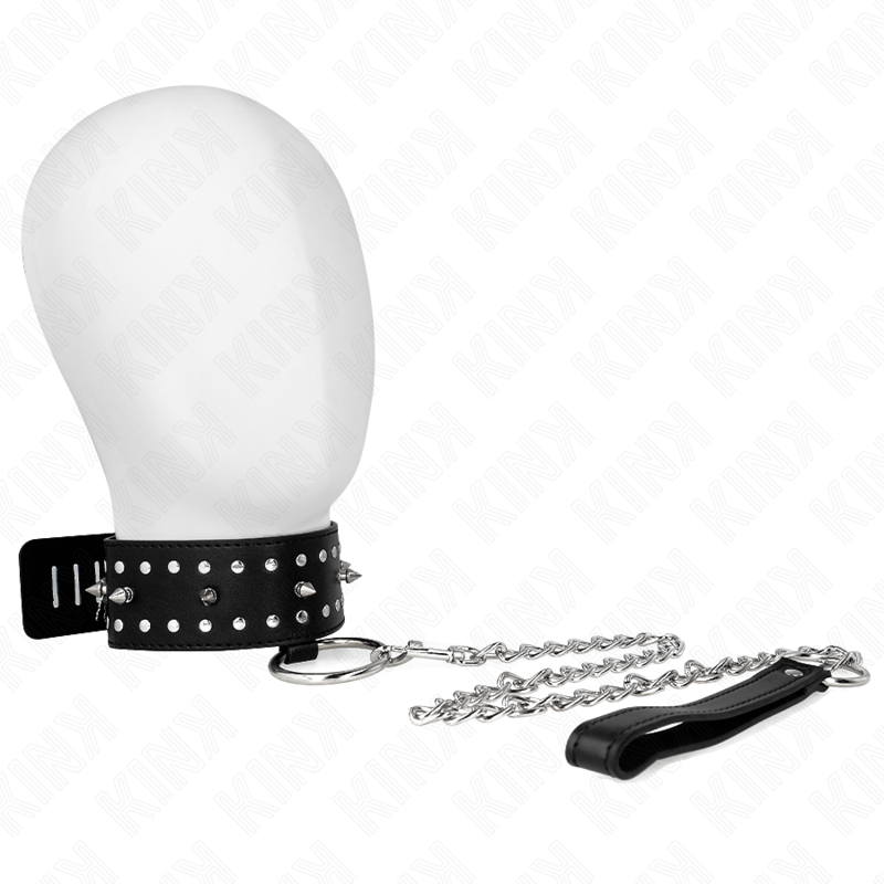 KINK - COLLANA CON GUINZAGLIO 65 CM CON BORCHIE IN ARGENTO MODELLO 1 REGOLABILE 36-43 CM X 5 CM – Collane