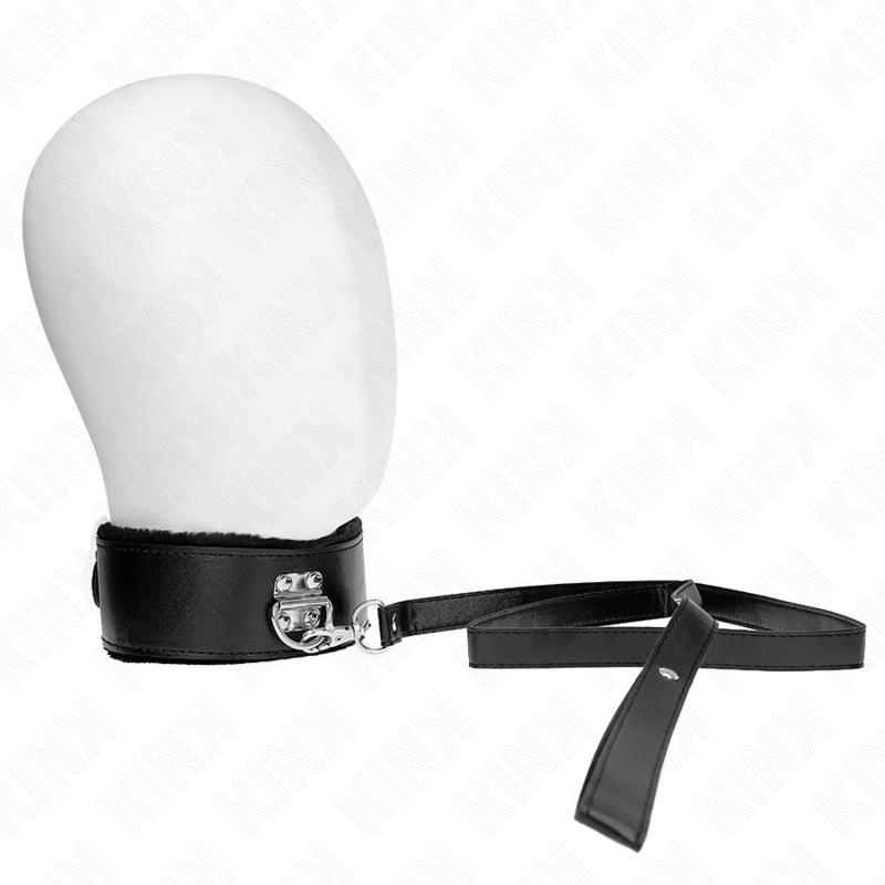 KINK - COLLANA CON GUINZAGLIO 116 CM CON BORCHIE IN ARGENTO MODELLO 4 NERO REGOLABILE 40-48 CM X 6 CM – Collane