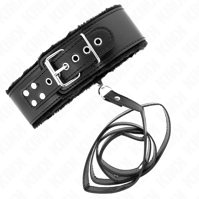 KINK - COLLANA CON GUINZAGLIO 116 CM CON BORCHIE IN ARGENTO MODELLO 4 NERO REGOLABILE 40-48 CM X 6 CM – Collane – foto 2