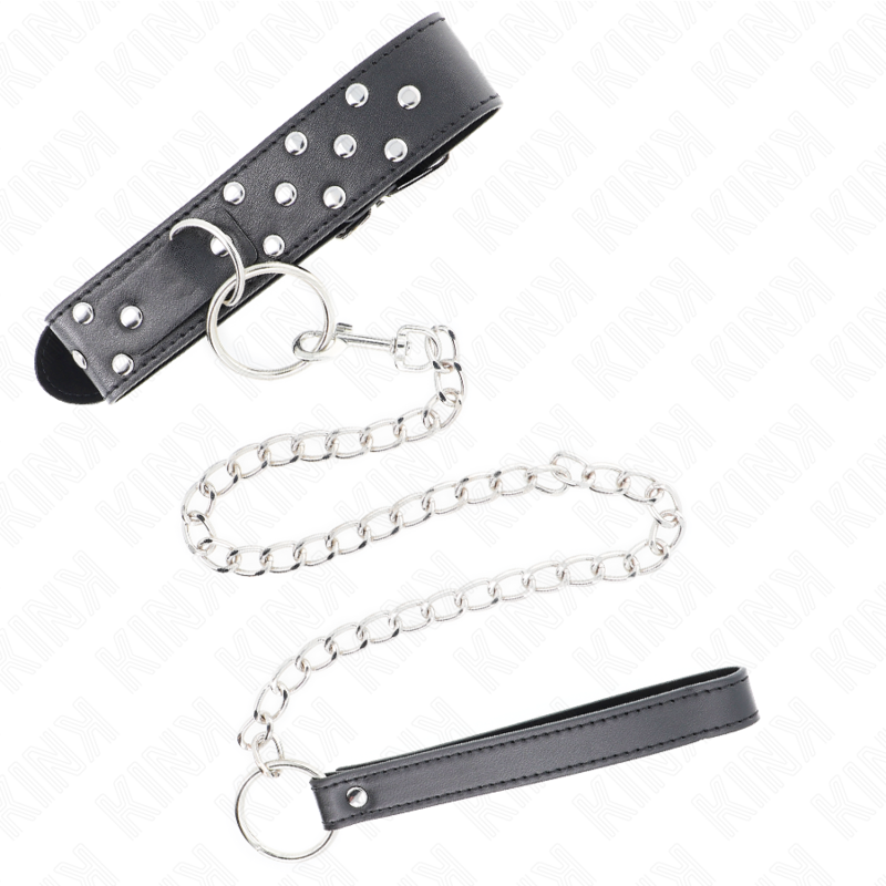 KINK - COLLANA CON CINTURINO AD ANELLO RIVETTO CON CINTURA 65 CM NERO REGOLABILE 36-50 CM X 3,8 CM – Collane – foto 2