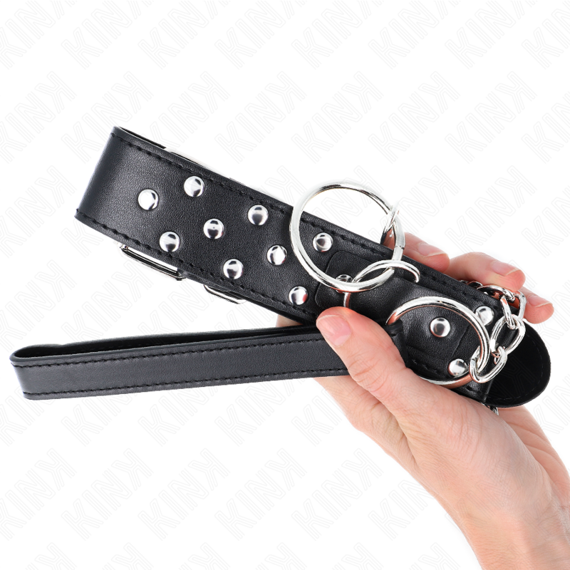 KINK - COLLANA CON CINTURINO AD ANELLO RIVETTO CON CINTURA 65 CM NERO REGOLABILE 36-50 CM X 3,8 CM – Collane – foto 5
