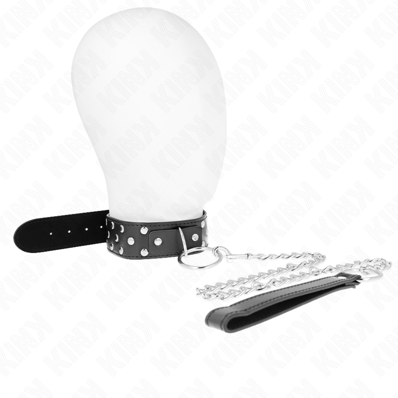 KINK - COLLANA CON CINTURINO AD ANELLO RIVETTO CON CINTURA 65 CM NERO REGOLABILE 36-50 CM X 3,8 CM – Collane