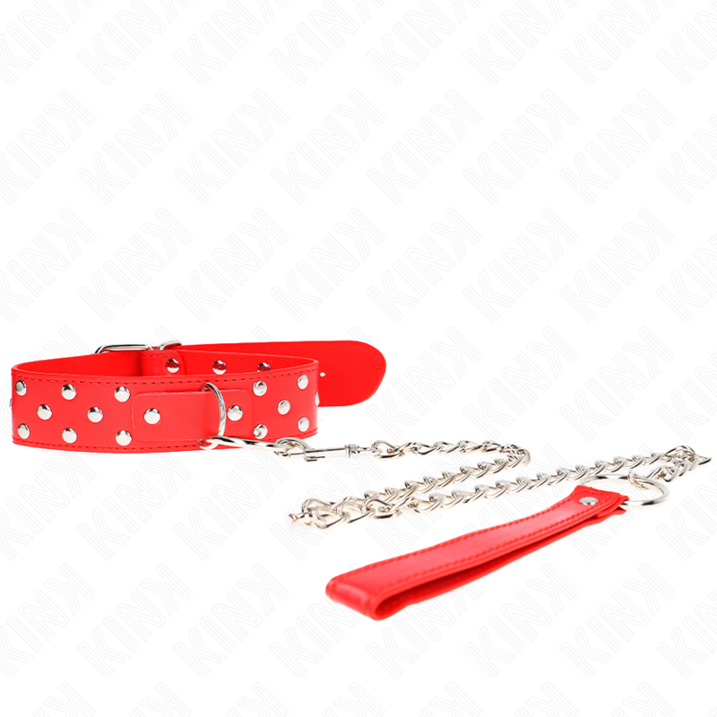 KINK - COLLANA CON CINTURINO AD ANELLO RIVETTO CON CINTURA 65 CM ROSSO REGOLABILE 36-50 CM X 3,8 CM – Collane – foto 5