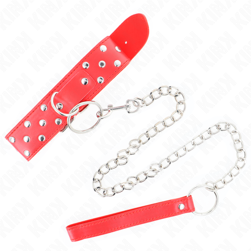 KINK - COLLANA CON CINTURINO AD ANELLO RIVETTO CON CINTURA 65 CM ROSSO REGOLABILE 36-50 CM X 3,8 CM – Collane – foto 2