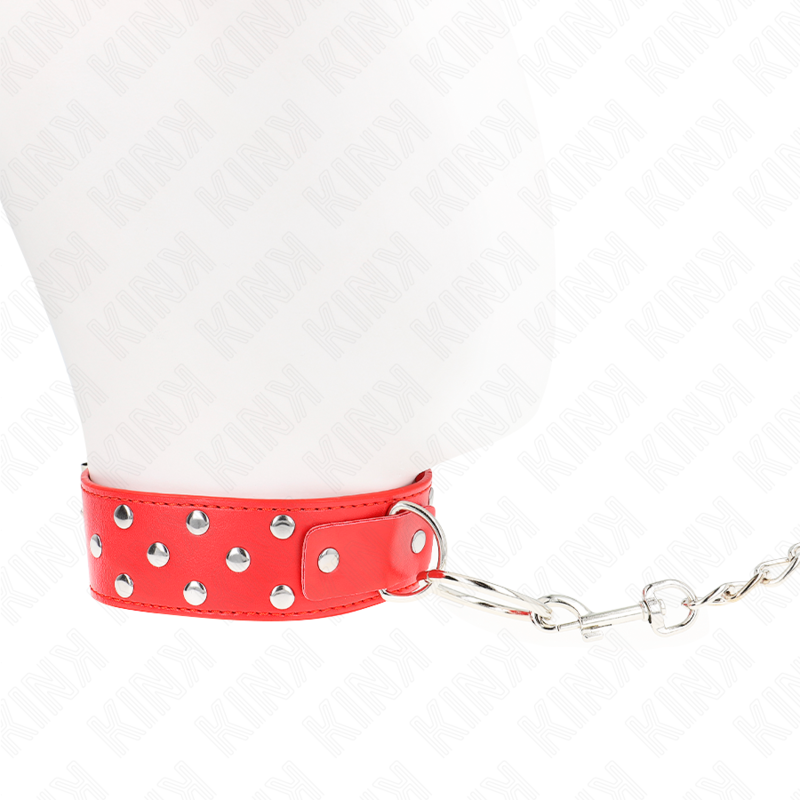 KINK - COLLANA CON CINTURINO AD ANELLO RIVETTO CON CINTURA 65 CM ROSSO REGOLABILE 36-50 CM X 3,8 CM – Collane – foto 4