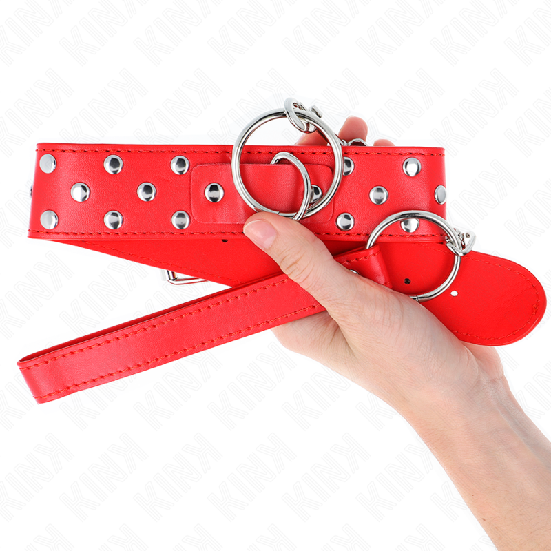 KINK - COLLANA CON CINTURINO AD ANELLO RIVETTO CON CINTURA 65 CM ROSSO REGOLABILE 36-50 CM X 3,8 CM – Collane – foto 3