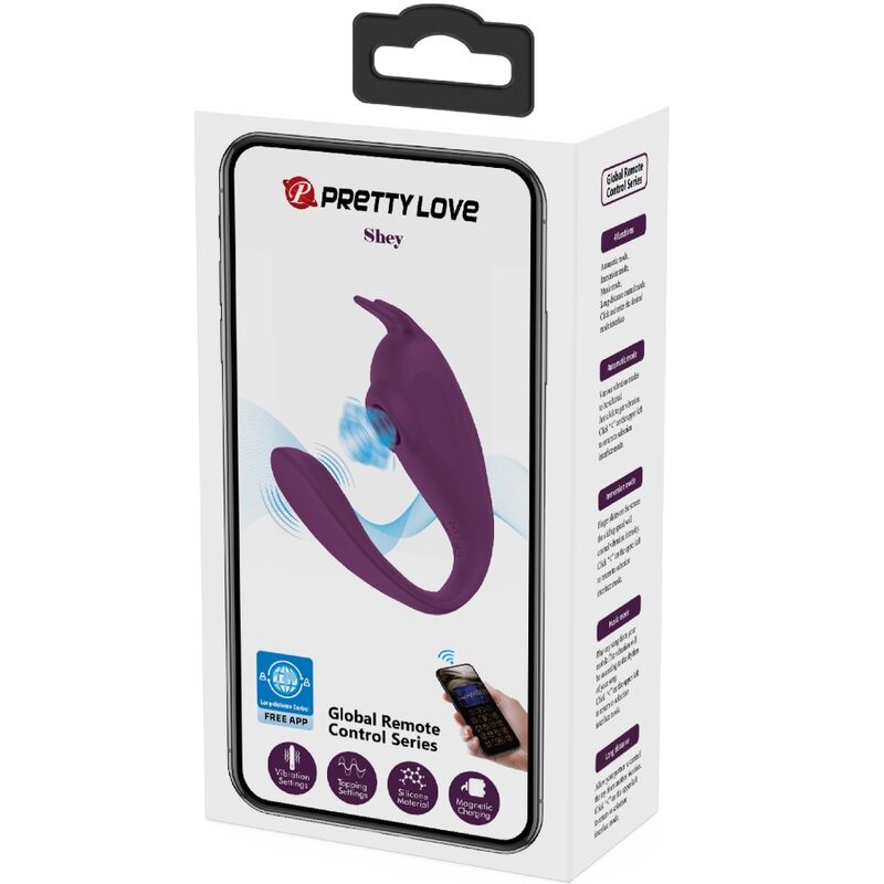 PRETTY LOVE - SHEY STIMOLATORE E VIBRATORE APP GRATUITA LUNGA DISTANZA VIOLA – Stimolatore d'aria con vibrazione – foto 9