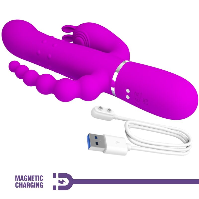 PRETTY LOVE - CAMMY VIBRATORE TRIPLO MULTIFUNZIONE 4 IN 1 ROSA – Vibratori di coniglio – foto 7