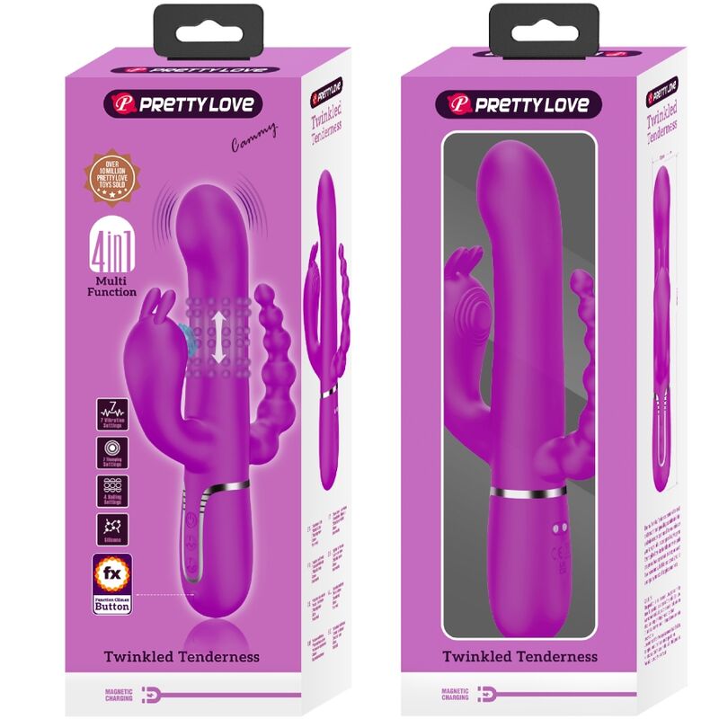 PRETTY LOVE - CAMMY VIBRATORE TRIPLO MULTIFUNZIONE 4 IN 1 ROSA – Vibratori di coniglio – foto 10