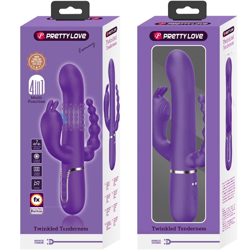 PRETTY LOVE - CAMMY VIBRATORE TRIPLO MULTIFUNZIONE 4 IN 1 VIOLA – Vibratori di coniglio – foto 9