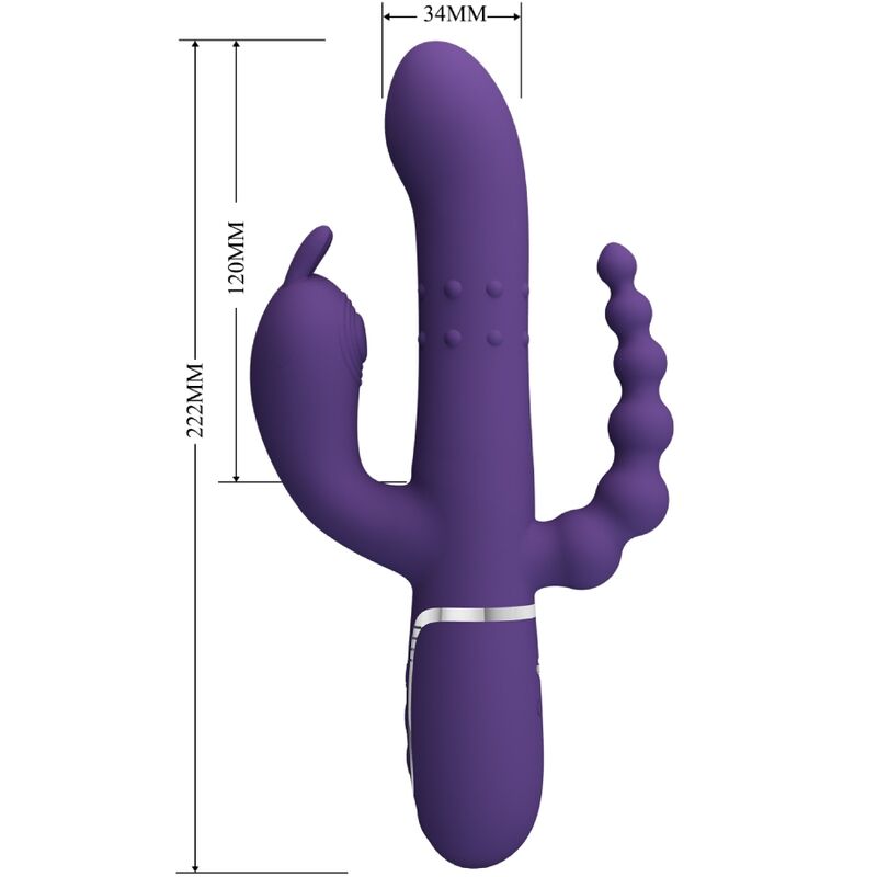 PRETTY LOVE - CAMMY VIBRATORE TRIPLO MULTIFUNZIONE 4 IN 1 VIOLA – Vibratori di coniglio – foto 7