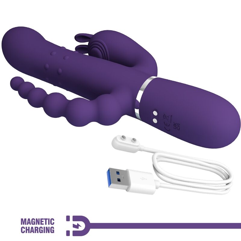 PRETTY LOVE - CAMMY VIBRATORE TRIPLO MULTIFUNZIONE 4 IN 1 VIOLA – Vibratori di coniglio – foto 8