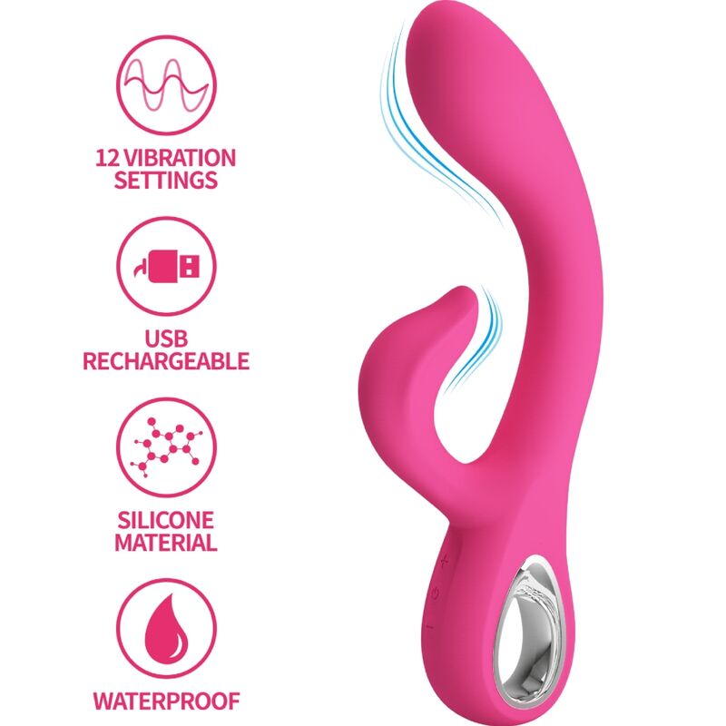 PRETTY LOVE - VIBRATORE FRITZ RABBIT 12 VIBRAZIONI ROSA – Vibratori di coniglio – foto 2