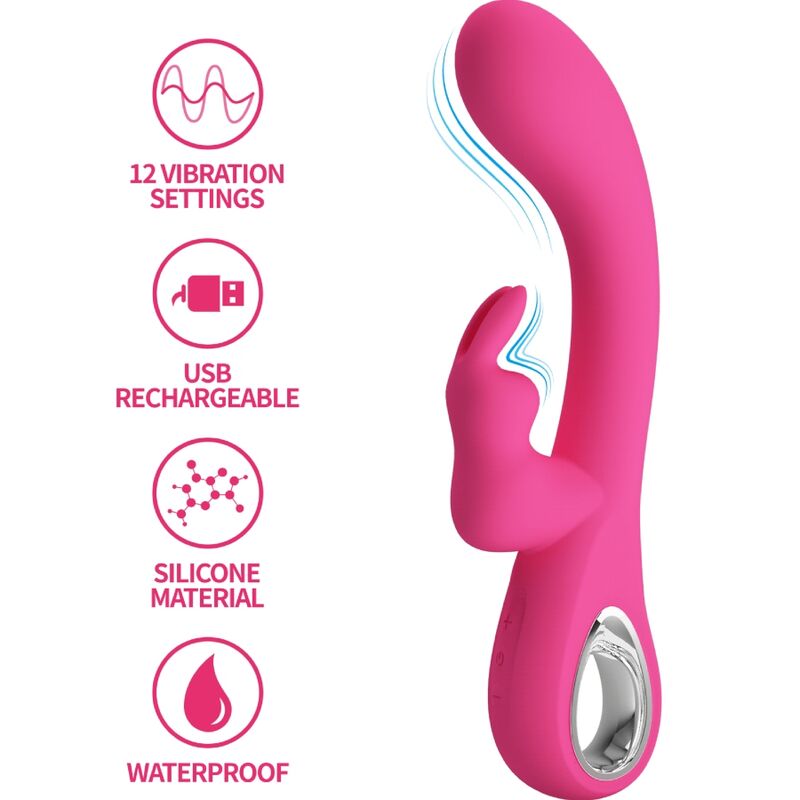 PRETTY LOVE - VIBRATORE NOVAK RABBIT 12 VIBRAZIONI ROSA – Vibratori di coniglio – foto 2