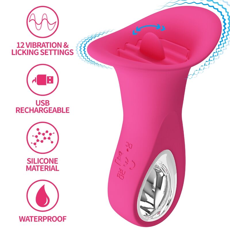 PRETTY LOVE - CLYDE VIBRATORE ORALE LINGUA VIBRANTE 12 VIBRAZIONI ROSA – Vibratori di coniglio – foto 2
